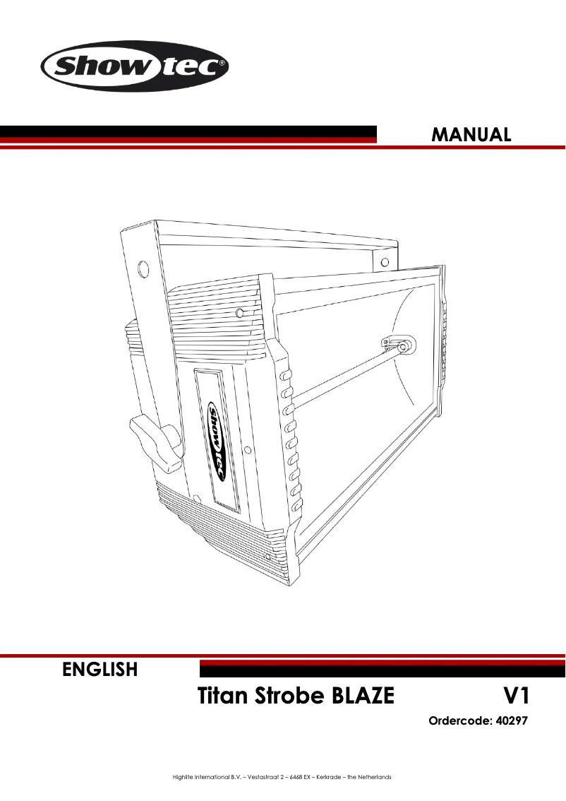 Page 1 de la notice Manuel utilisateur Showtec Titan Strobe BLAZE