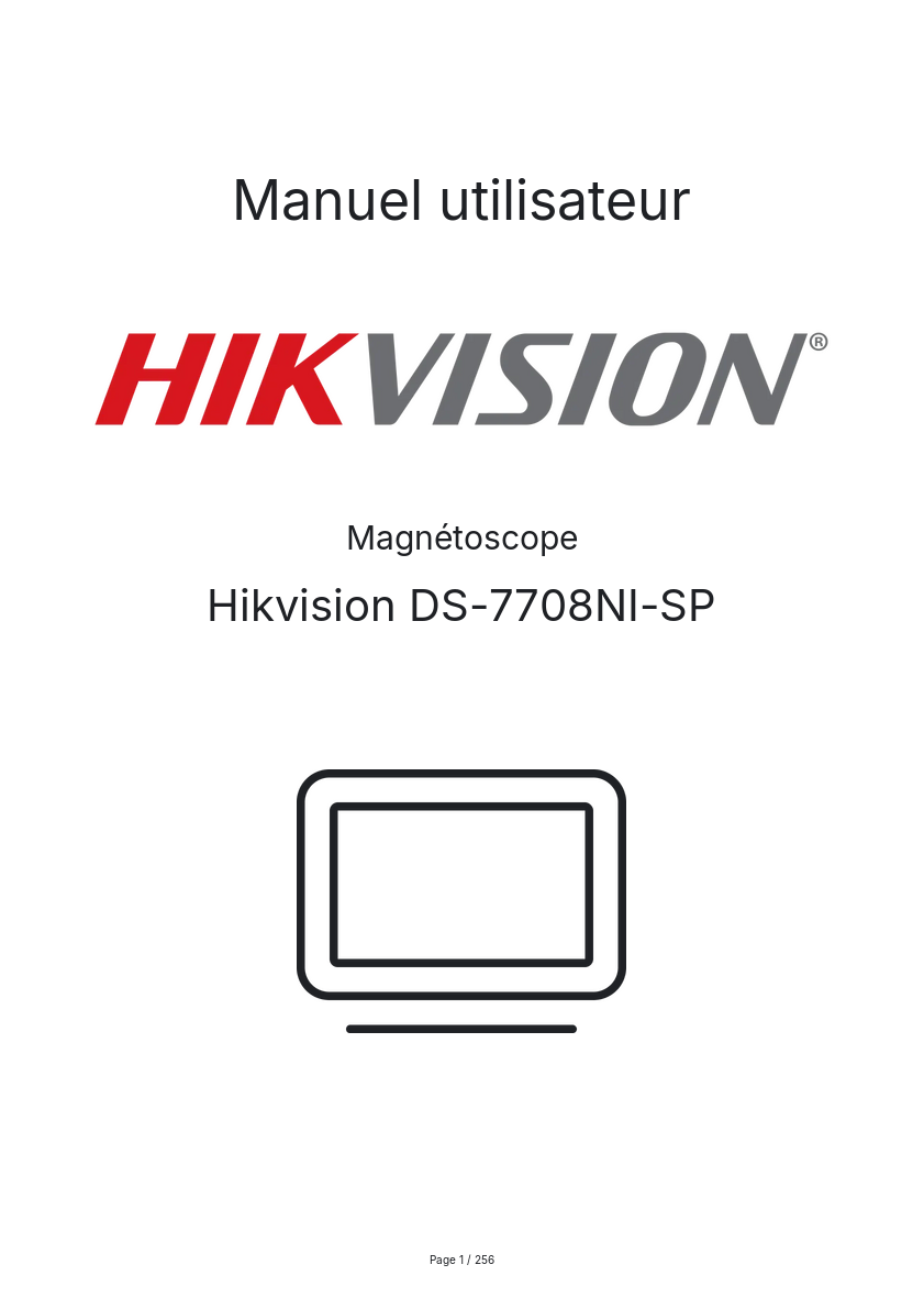 Page n°1 - Manuel utilisateur Hikvision DS-7708NI-SP