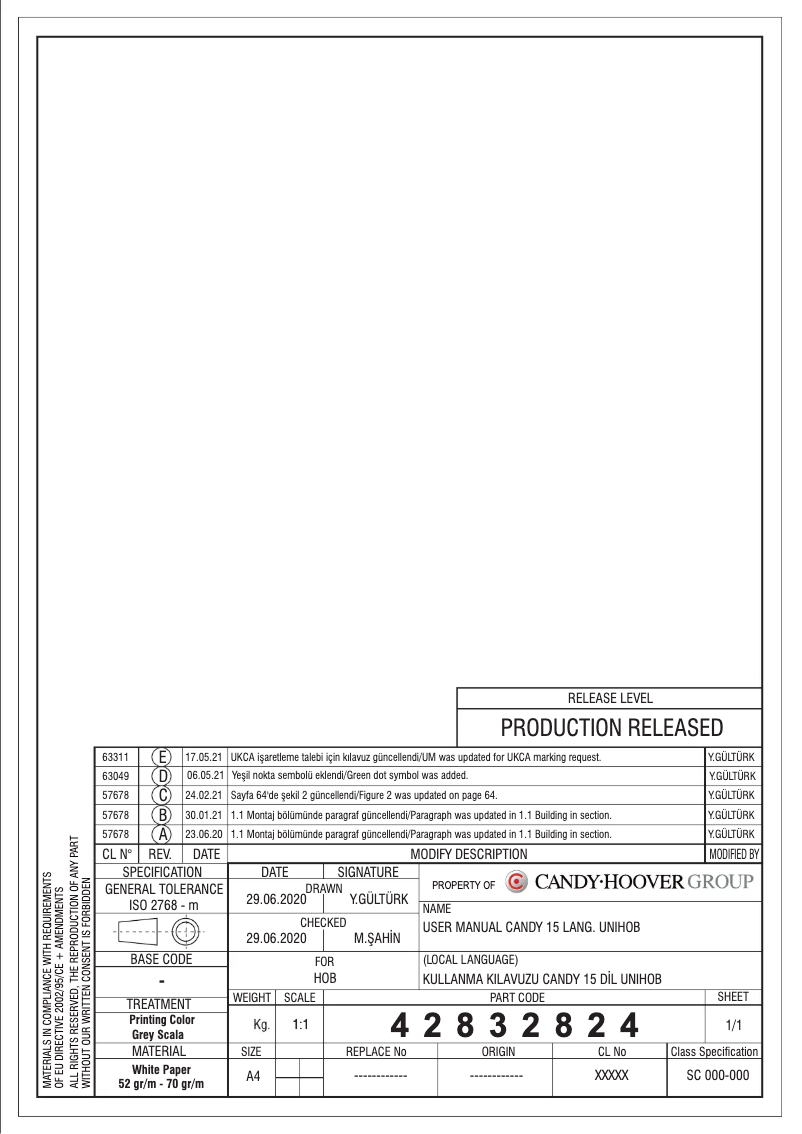 Page 1 de la notice Manuel utilisateur Candy CHG6BRX-ALG