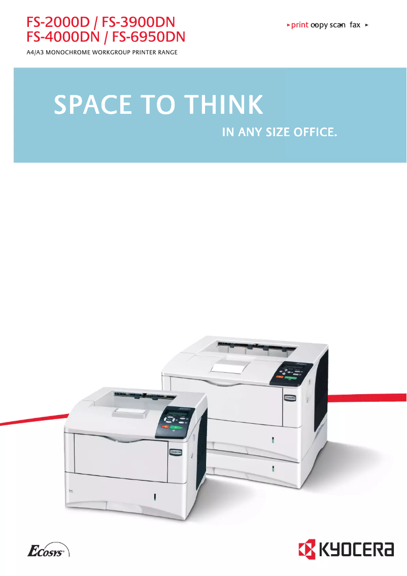 Page 1 de la notice Brochure Kyocera FS-2000D