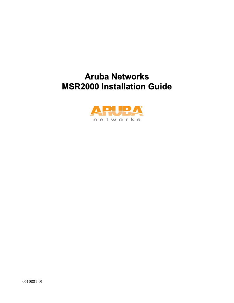 Page n°1 - Manuel utilisateur Aruba AirMesh MSR2000