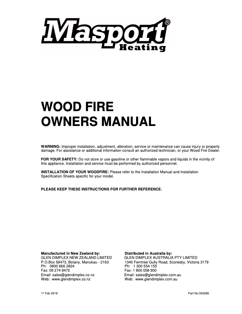 Page n°1 - Manuel utilisateur Masport Rosewood