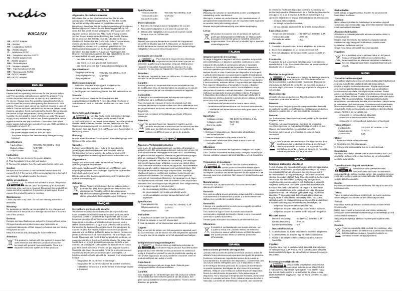 Image de la première page du manuel de l'appareil WACA12V