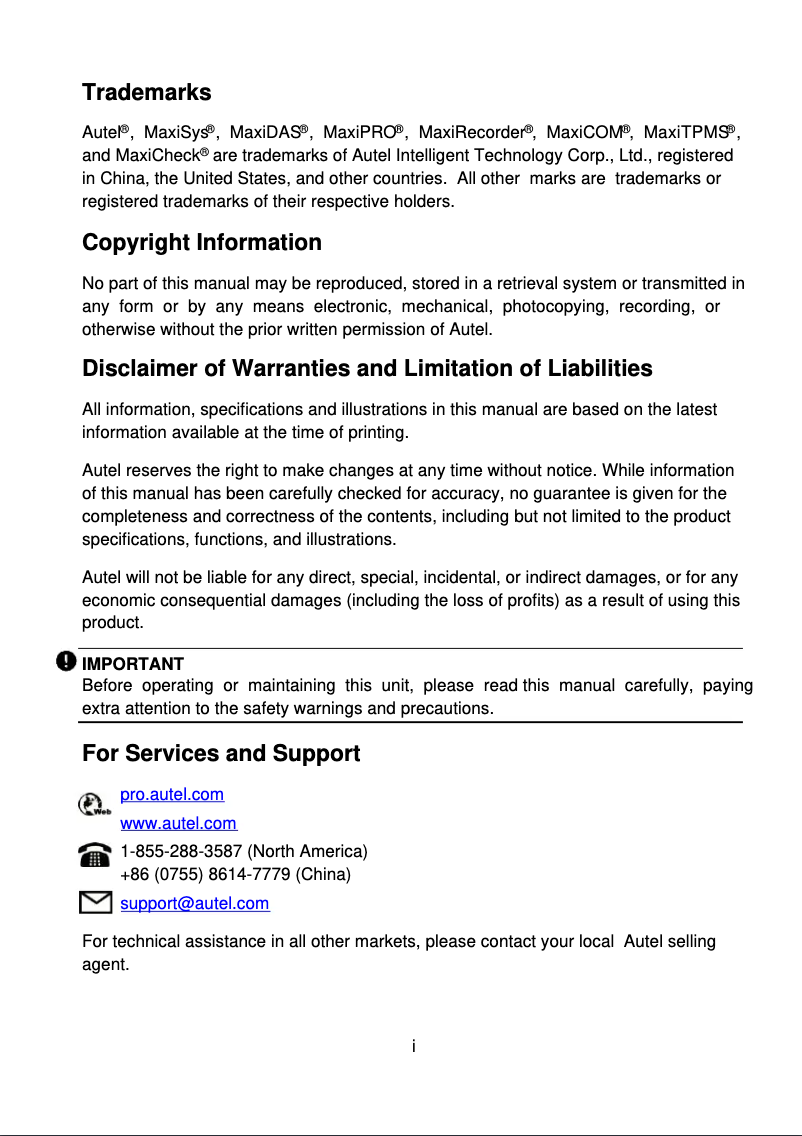 Image de la première page du manuel de l'appareil MaxiCheck MX808S-TS