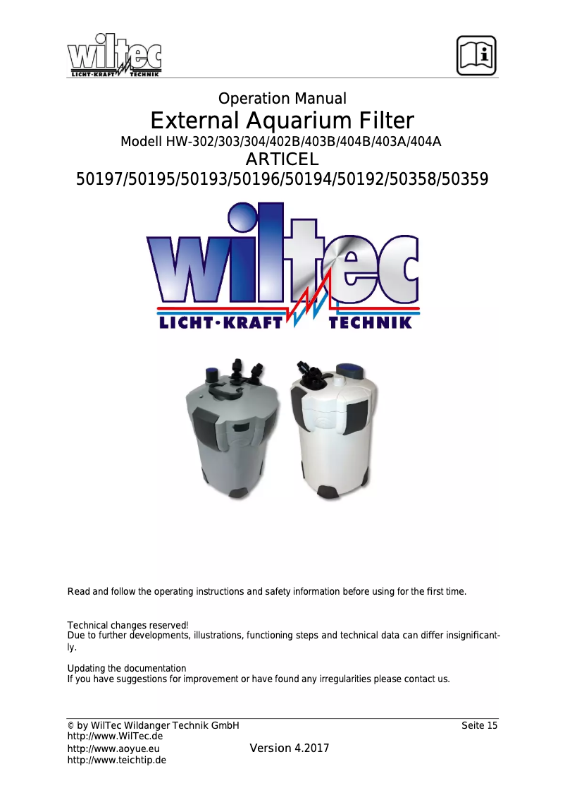 Page n°1 - Manuel utilisateur WilTec HW-304