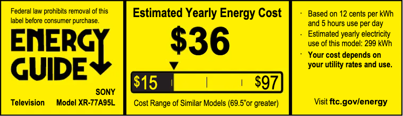 Página 1 del manual Etiqueta energética Sony XR-77A95L