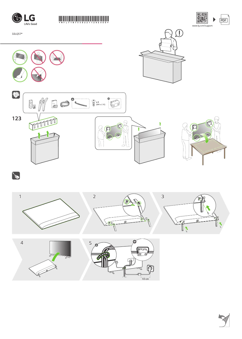 Page 1 de la notice Guide d'installation LG 32LQ570B6LA