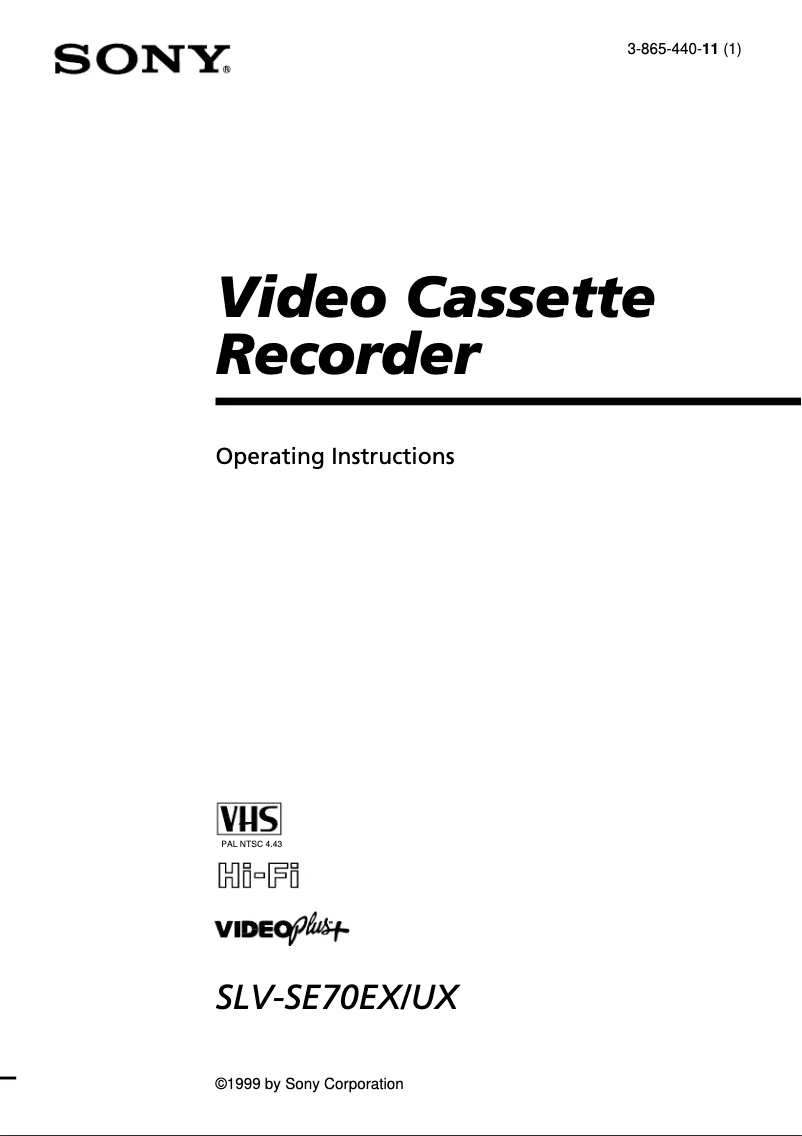 Page 1 de la notice Manuel utilisateur Sony SLV-SE70EX
