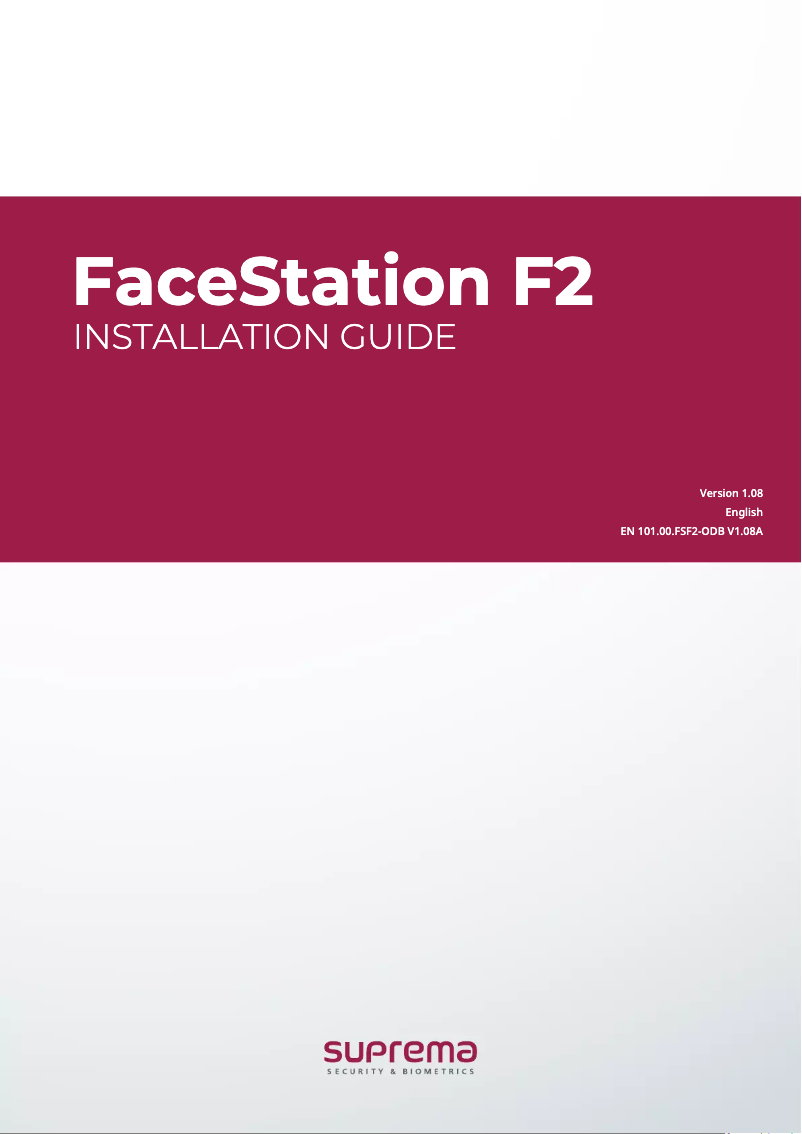 Page 1 de la notice Guide d'installation Suprema FaceStation F2