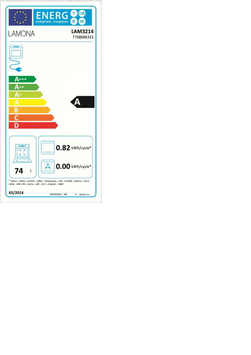 Page n°1 - Label énergétique Lamona LAM3214