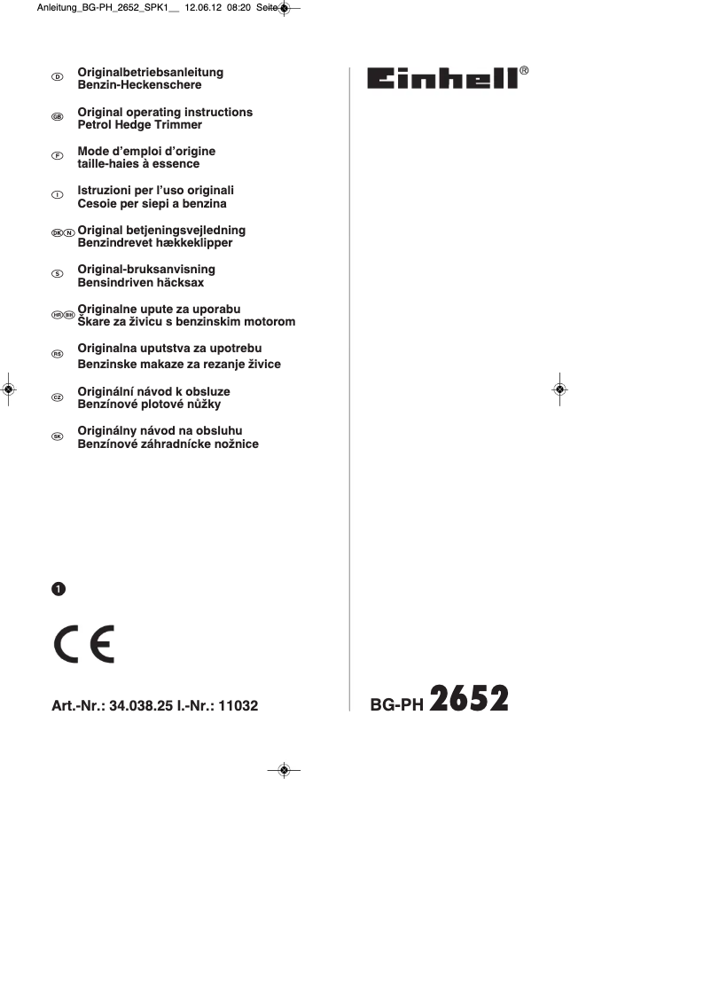 Page 1 de la notice Mode d'emploi Einhell BG-PH 2652