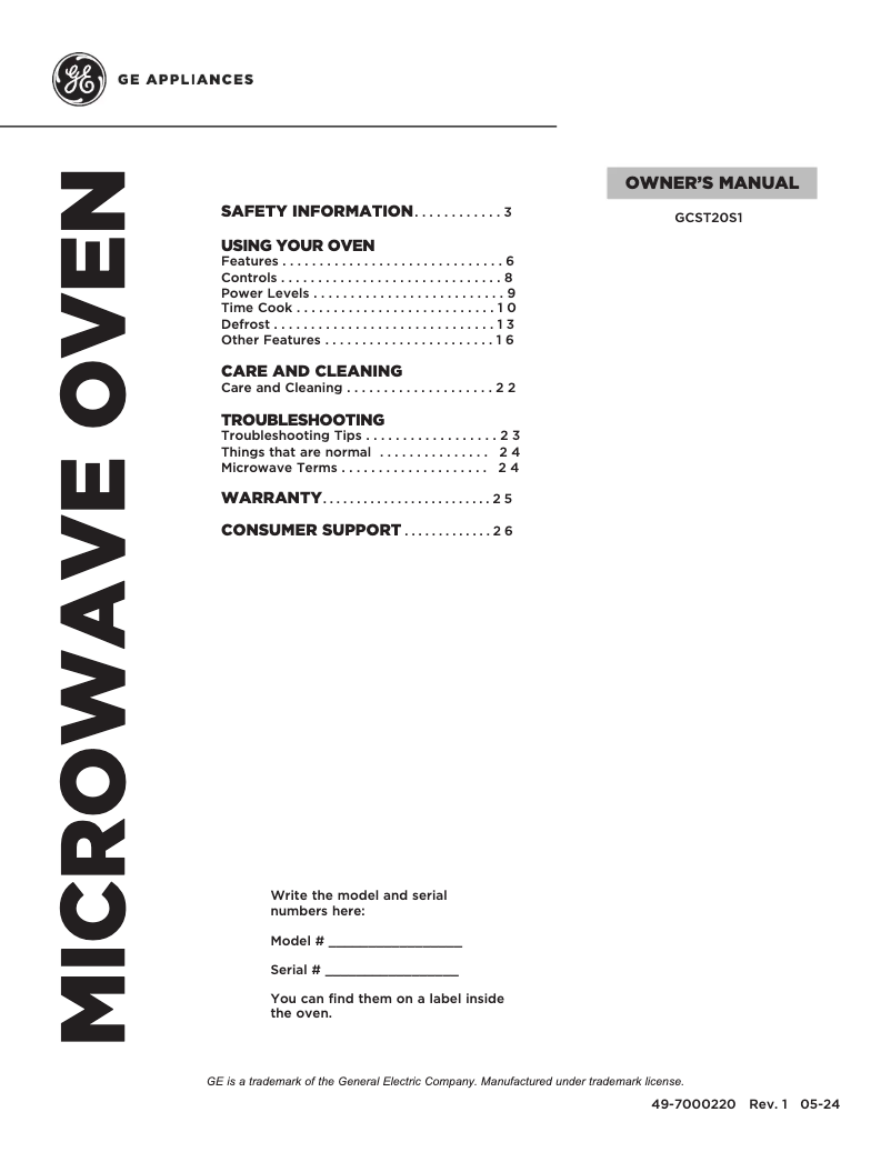 Image de la première page du manuel de l'appareil GCST20S1