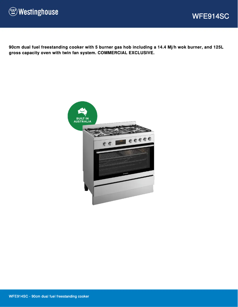 Image de la première page du manuel de l'appareil WFE914SC