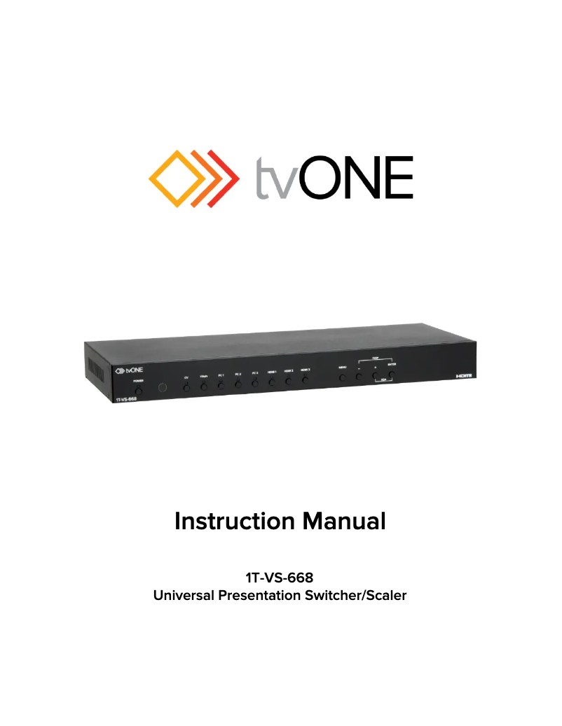 Page n°1 - Manuel utilisateur TV One 1T-VS-668