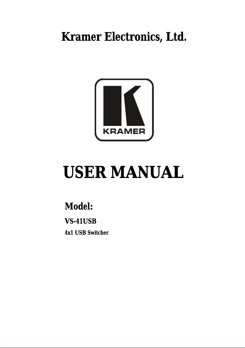 Page 1 de la notice Manuel utilisateur Kramer VS-41USB