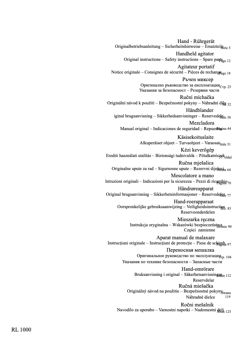 Image de la première page du manuel de l'appareil RL 1000