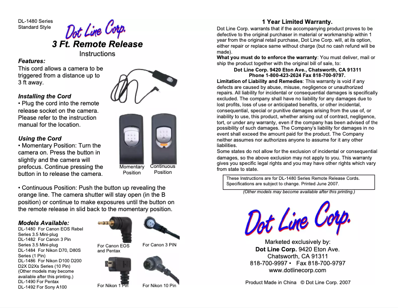 Image de la première page du manuel de l'appareil DL-1492