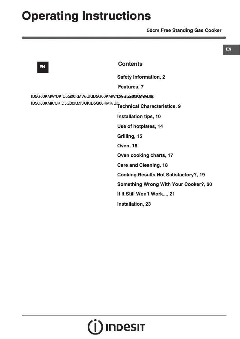 Imagen de la primera página del manual del dispositivo ID5G00KMW/UK
