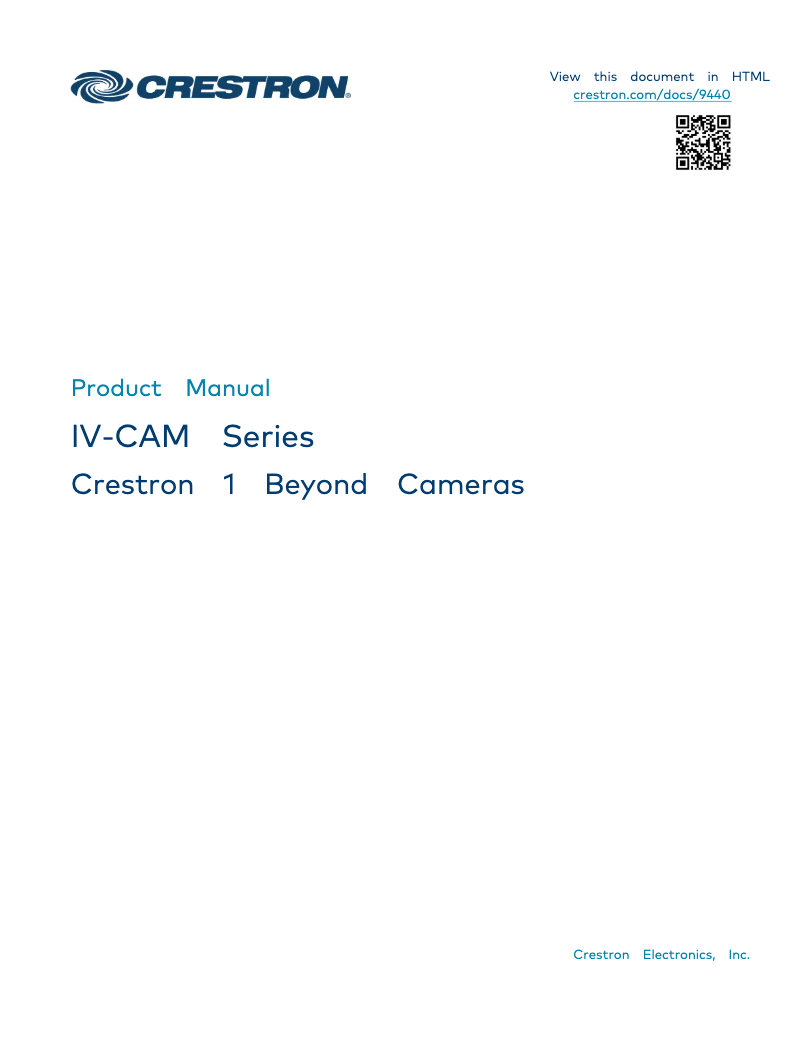 Page n°1 - Manuel utilisateur Crestron IV-CAMA-UMB-W