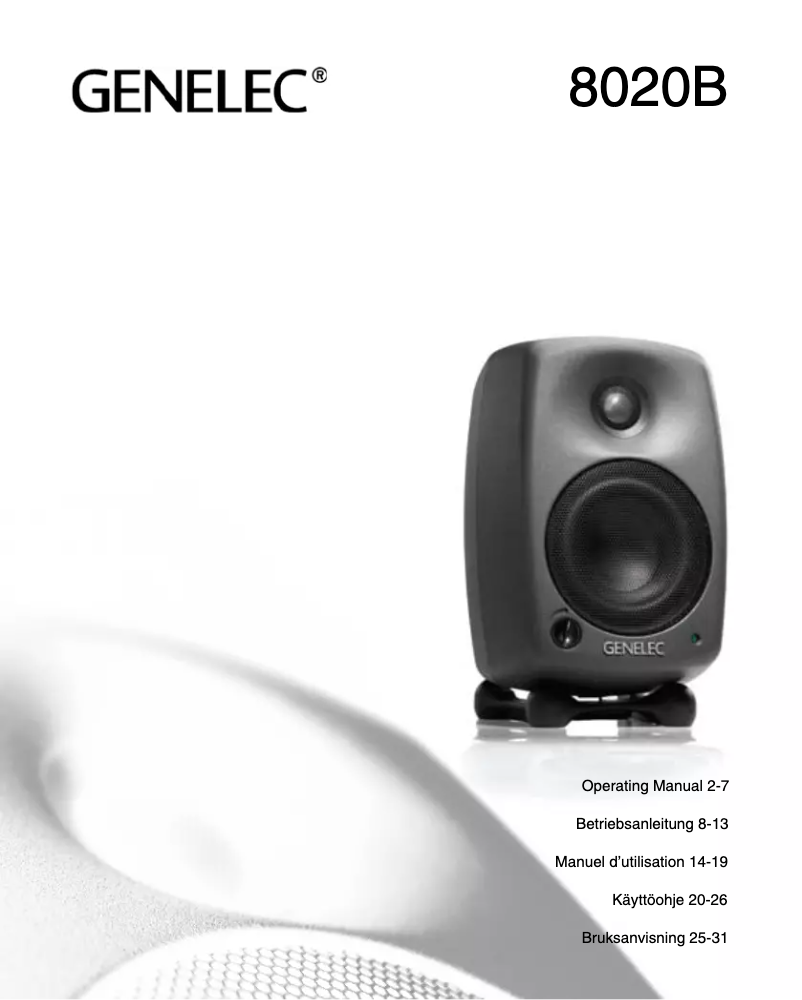 Page 1 de la notice Manuel utilisateur Genelec 8020BMM