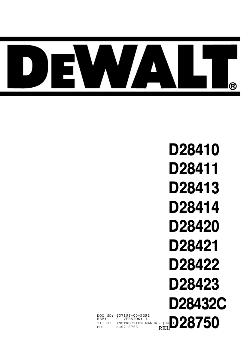 Page n°1 - Manuel utilisateur DeWalt D28420