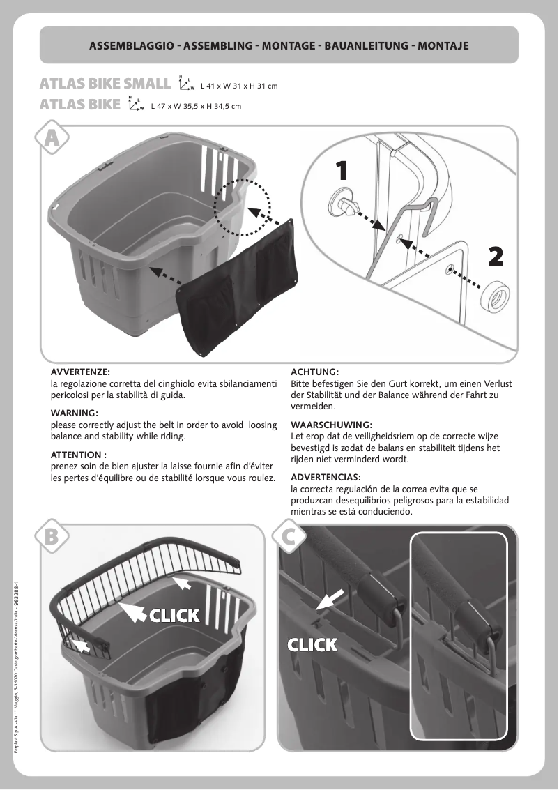 Page 1 de la notice Manuel utilisateur Ferplast Atlas Bike 20 Rapid