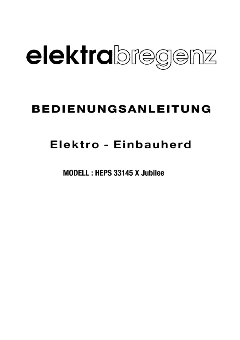 Page 1 de la notice Manuel utilisateur Elektra Bregenz HEPS 33145 X