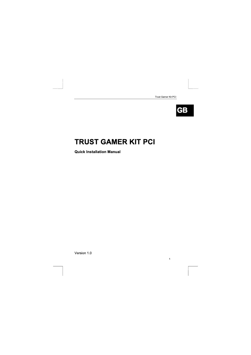 Page 1 de la notice Manuel utilisateur Trust Gamer Network Kit PCI
