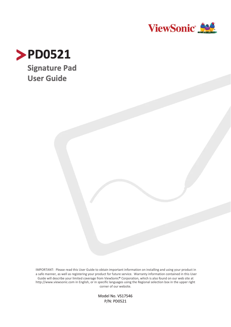 Page 1 de la notice Manuel utilisateur Viewsonic PD0521