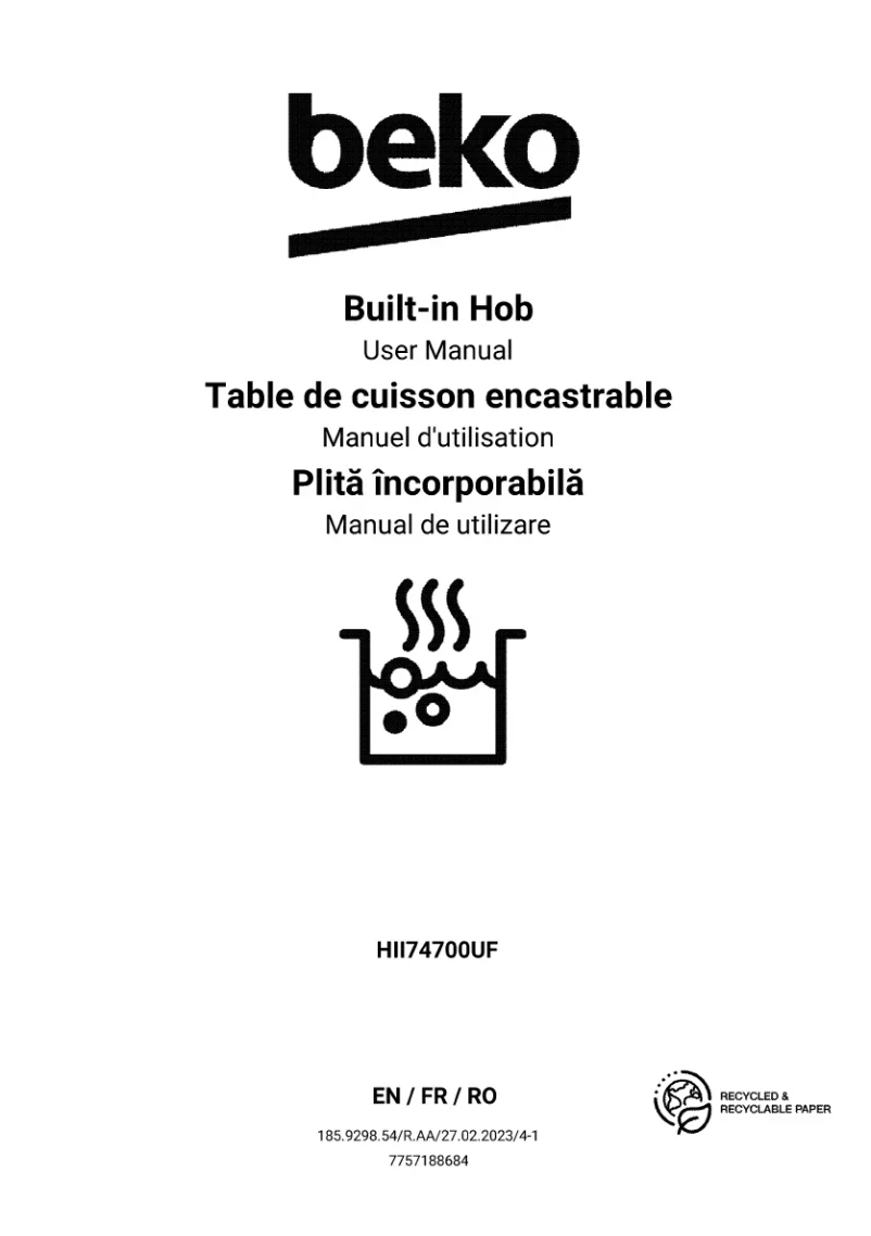 Page 1 de la notice Manuel utilisateur Beko HII74700UF