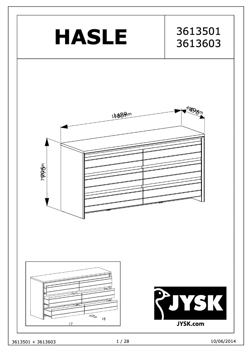 Page 1 de la notice Manuel utilisateur JYSK Hasle (164x80x50)