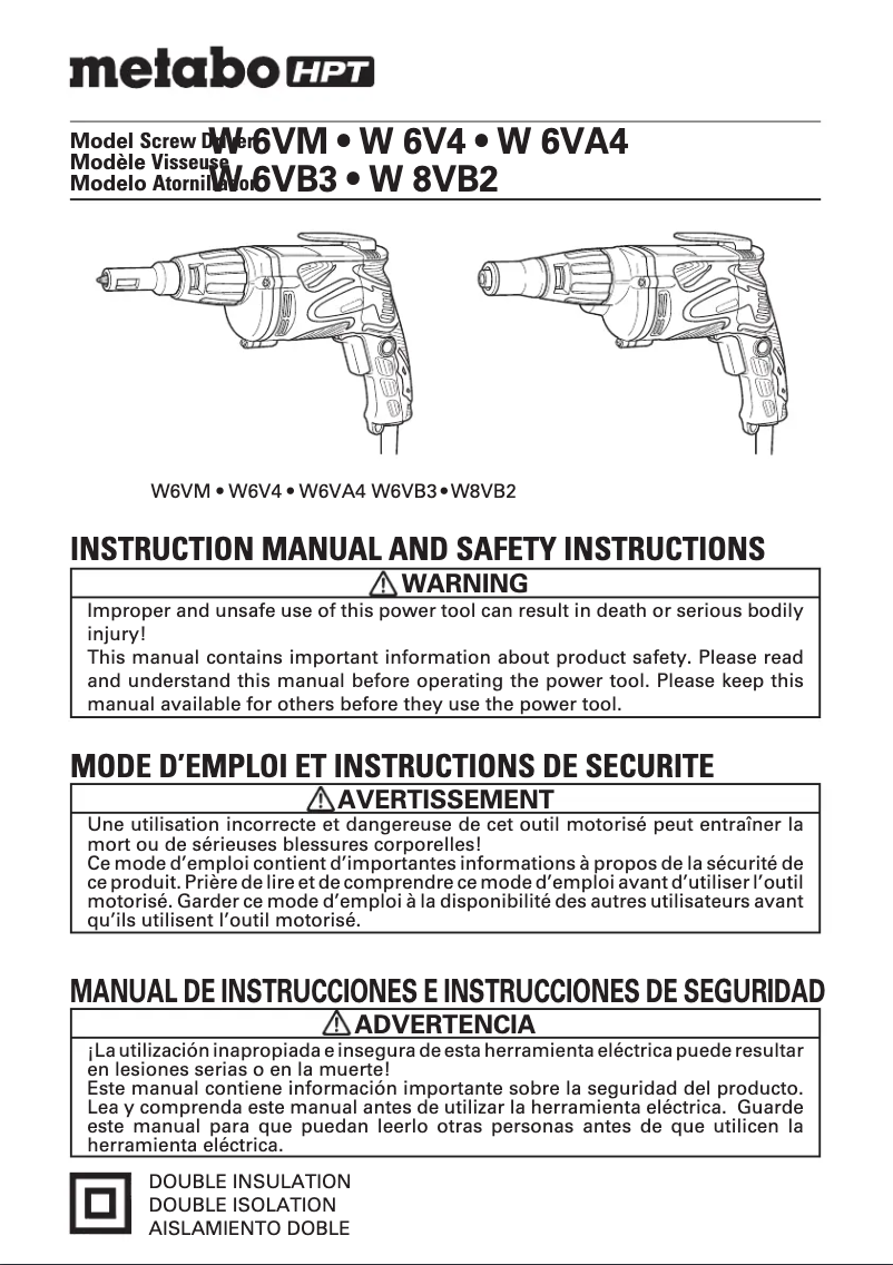 Image de la première page du manuel de l'appareil W 6VM
