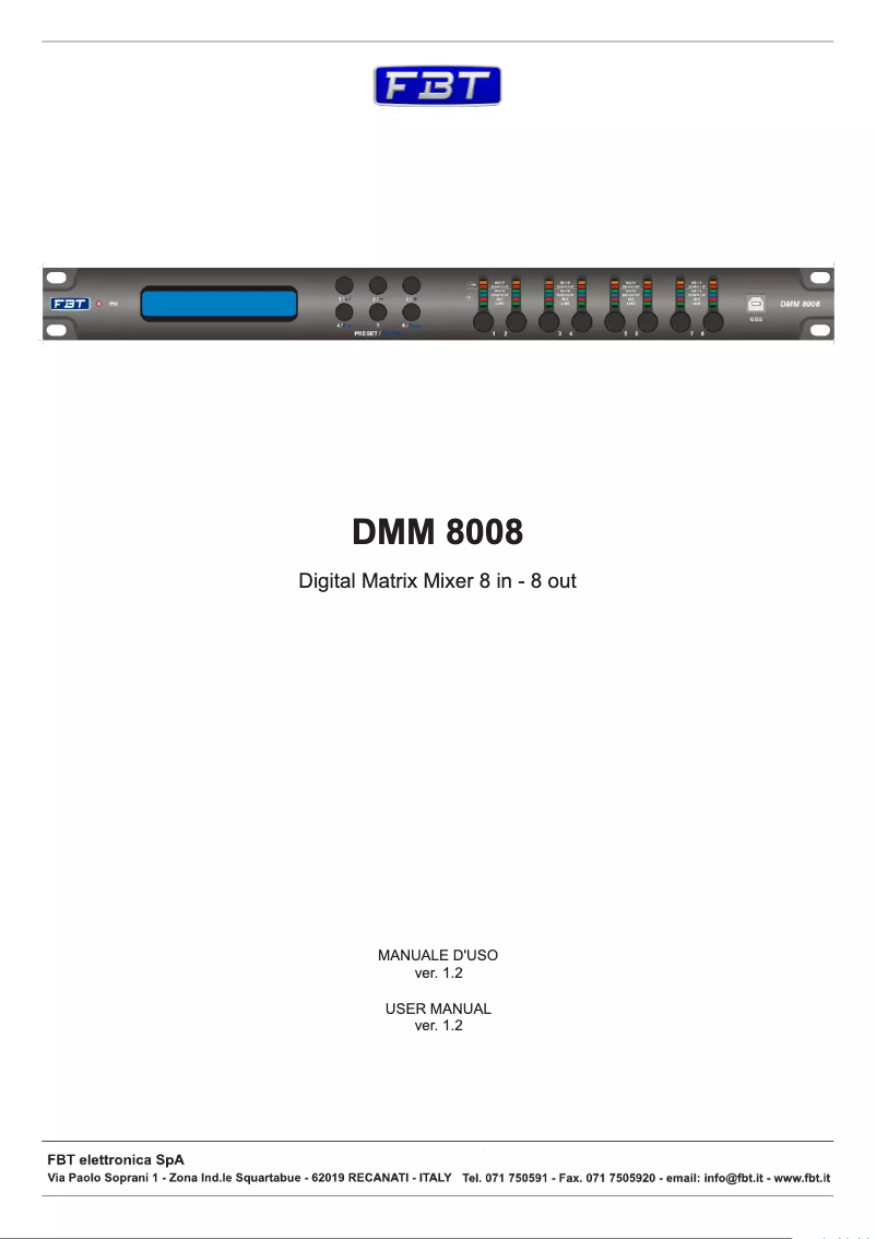 Page 1 de la notice Manuel utilisateur FBT DMM 8008