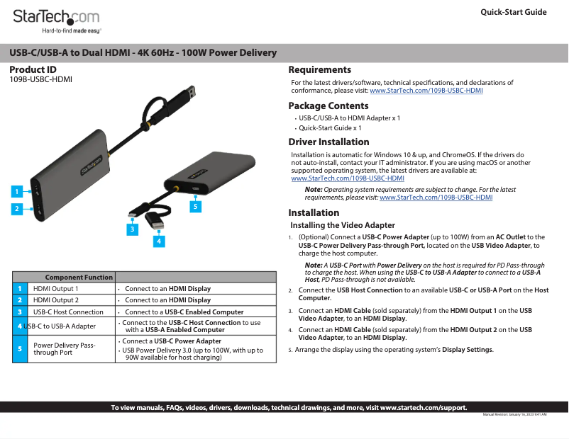Page n°1 - Manuel utilisateur StarTech.com 109B-USBC-HDMI