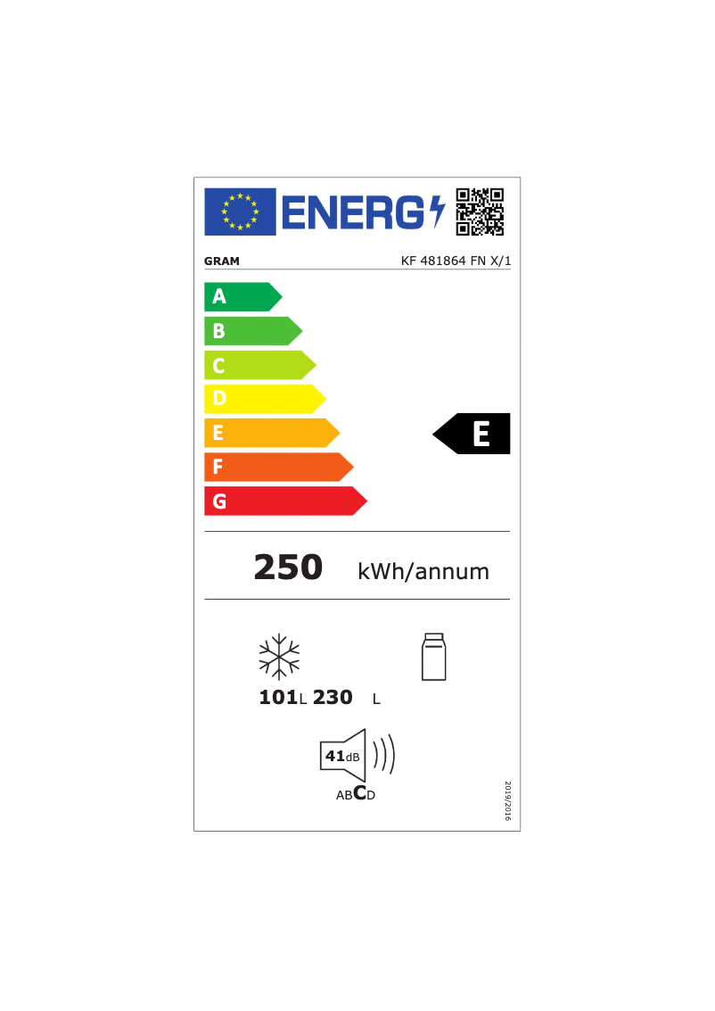 Página 1 del manual Etiqueta energética Gram KF 481864 FN X/1