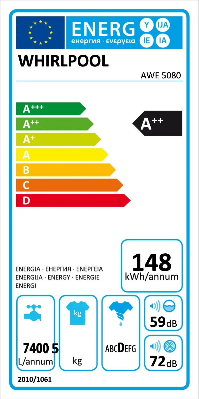 Page n°1 - Manuel utilisateur Whirlpool AWE 5080