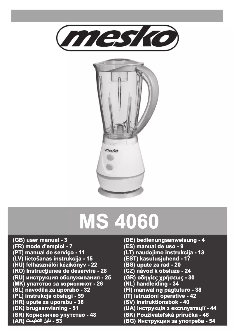 Page 1 de la notice Manuel utilisateur Mesko MS 4060