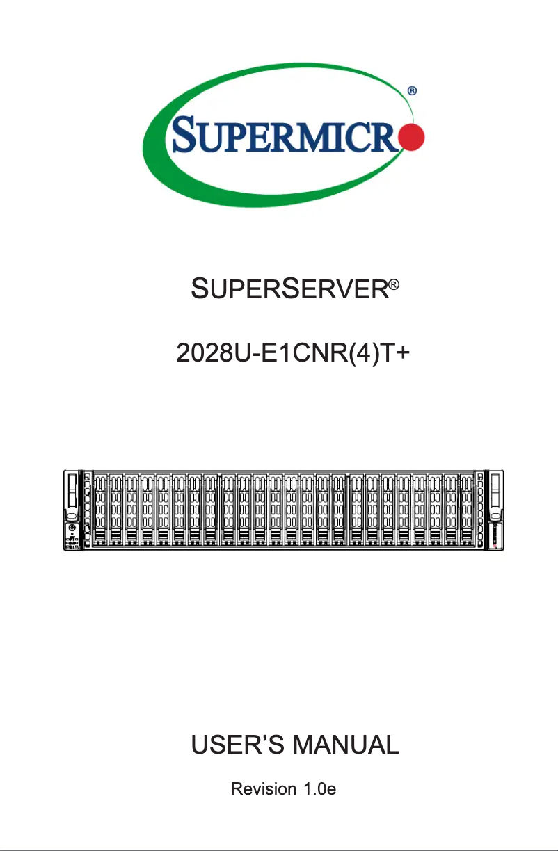 Image de la première page du manuel de l'appareil SuperServer 2028U-E1CNR4T+