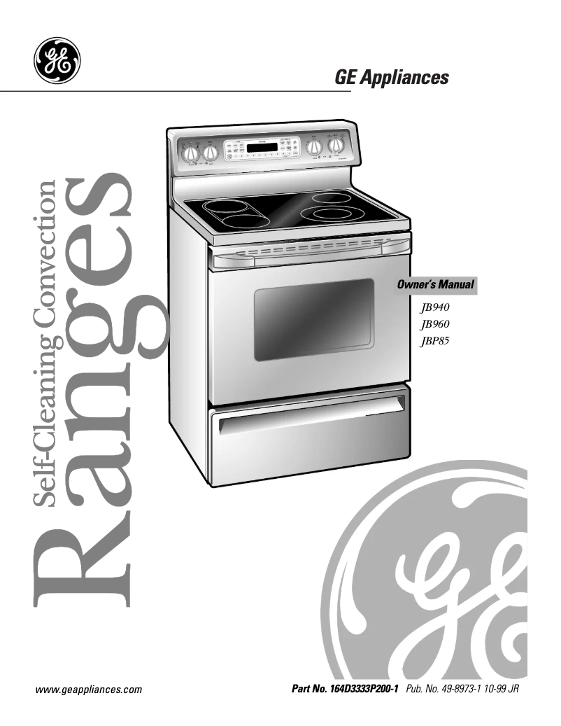 Image de la première page du manuel de l'appareil Profile Spectra 30" Free-Standing QuickClean JB960TBWW