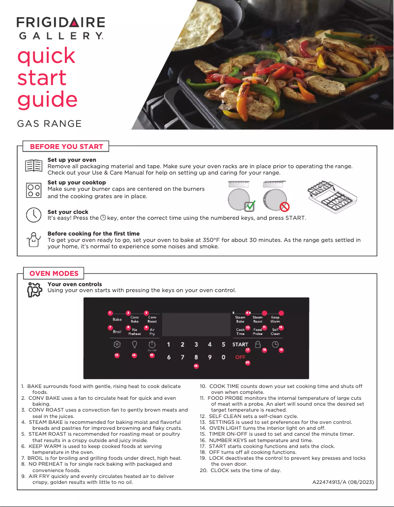 Page n°1 - Guide de démarrage rapide Frigidaire GCRG3060BD