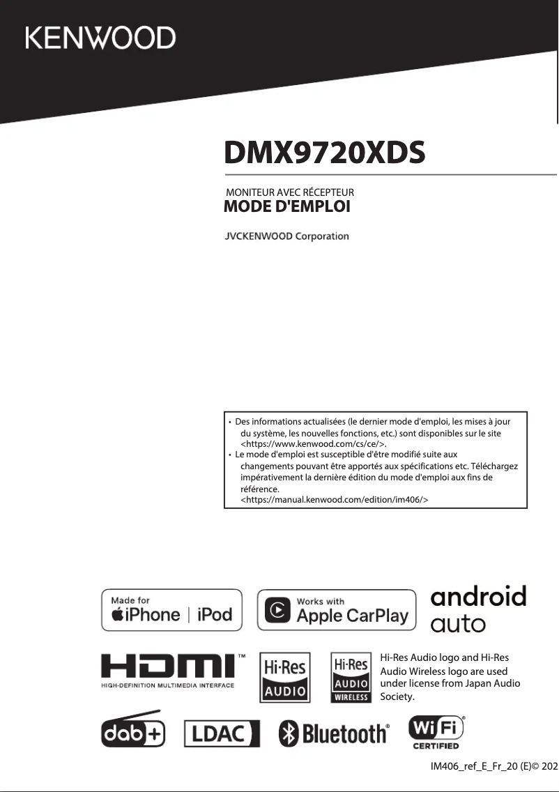 Página 1 del manual Manual de usuario Kenwood DMX9720XDS