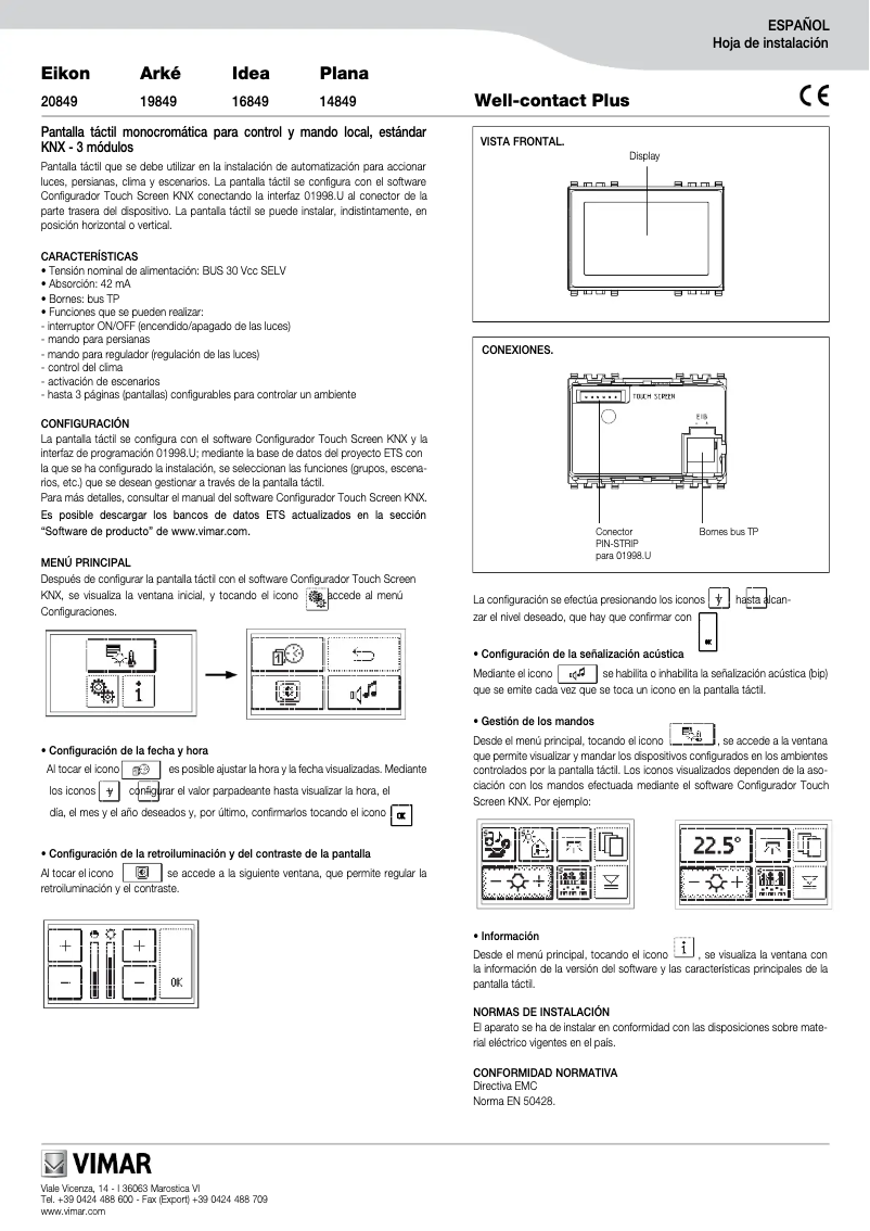 Page 1 de la notice Manuel utilisateur Vimar 19849