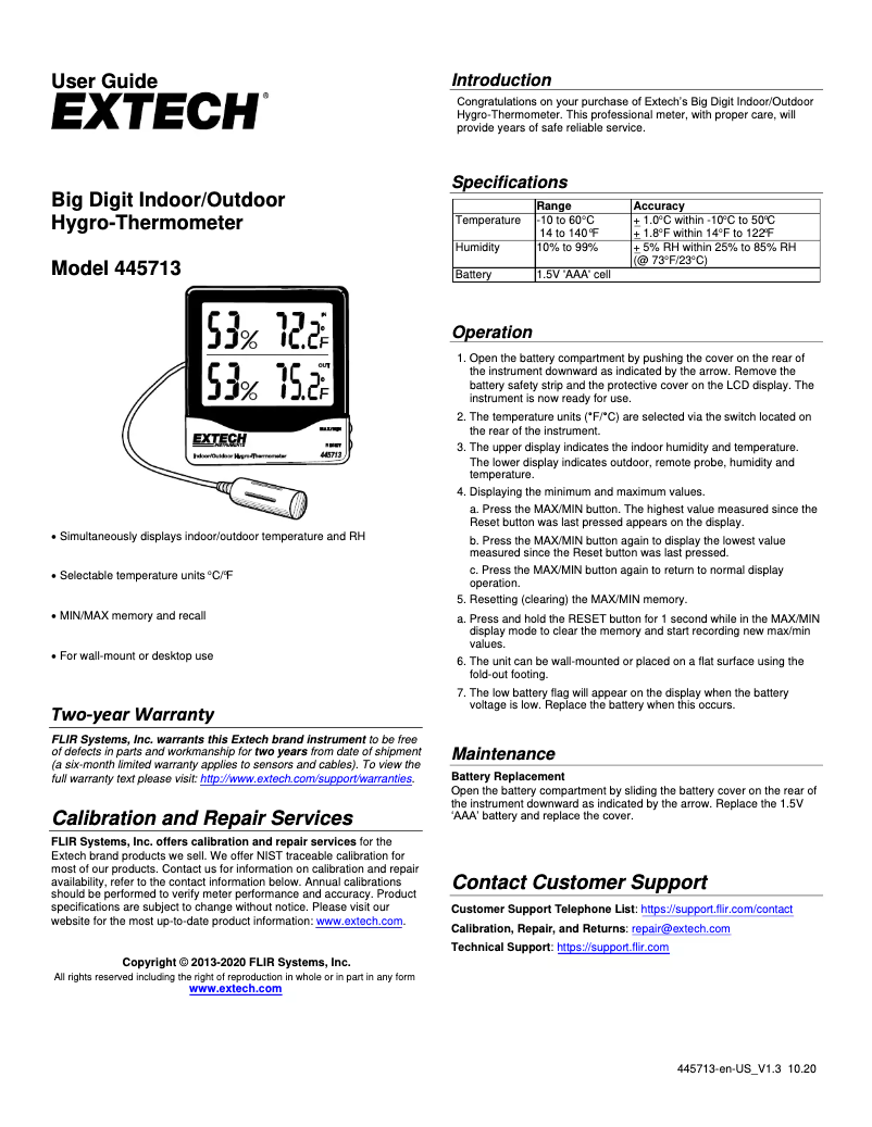 Image de la première page du manuel de l'appareil 445713
