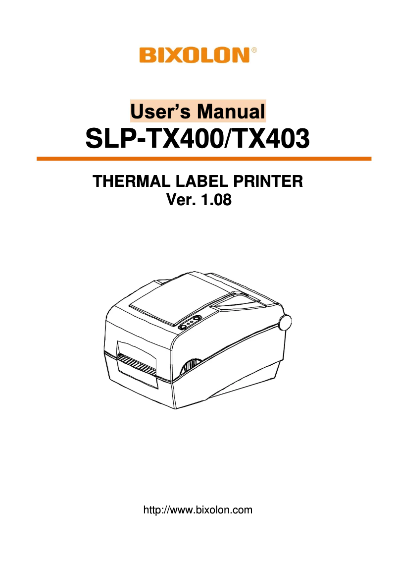 Page 1 de la notice Manuel utilisateur Bixolon SLP-TX400R