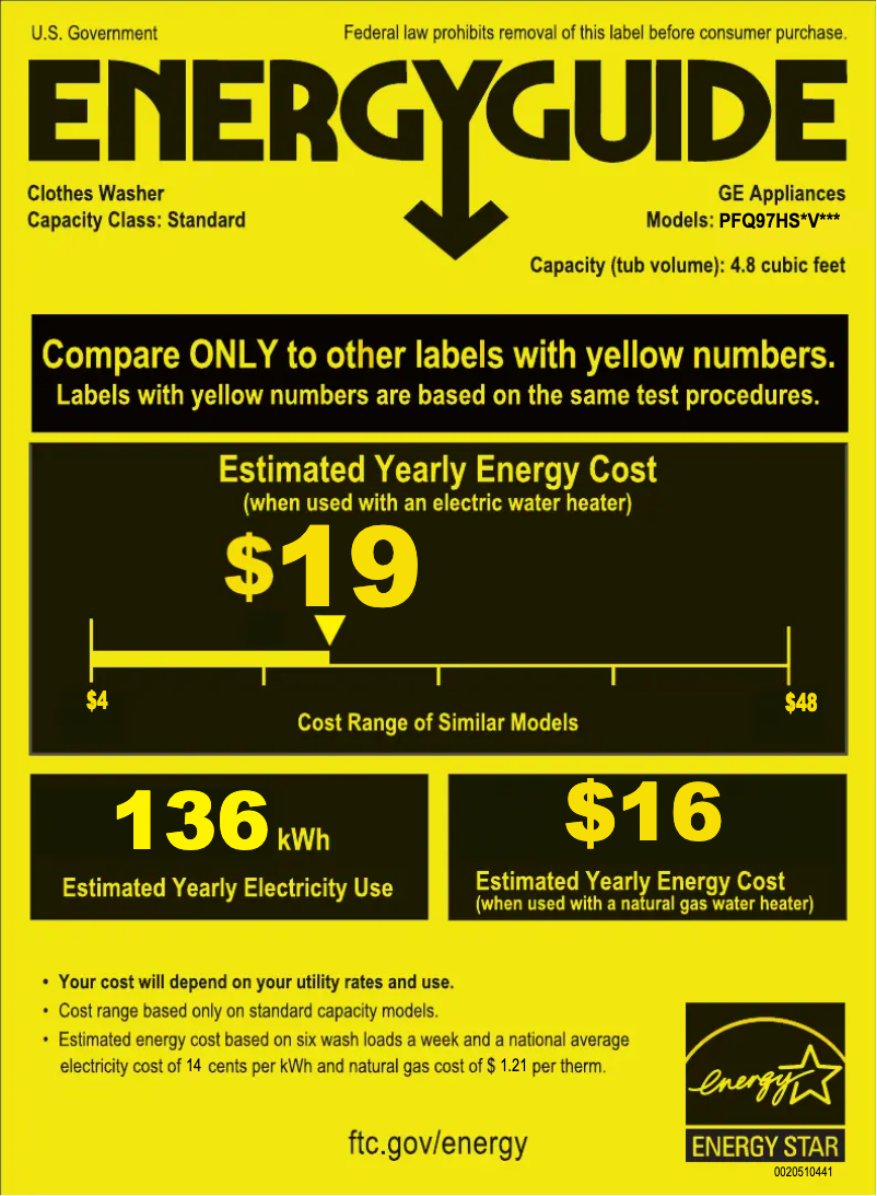 Page n°1 - Label énergétique GE PFQ97HS