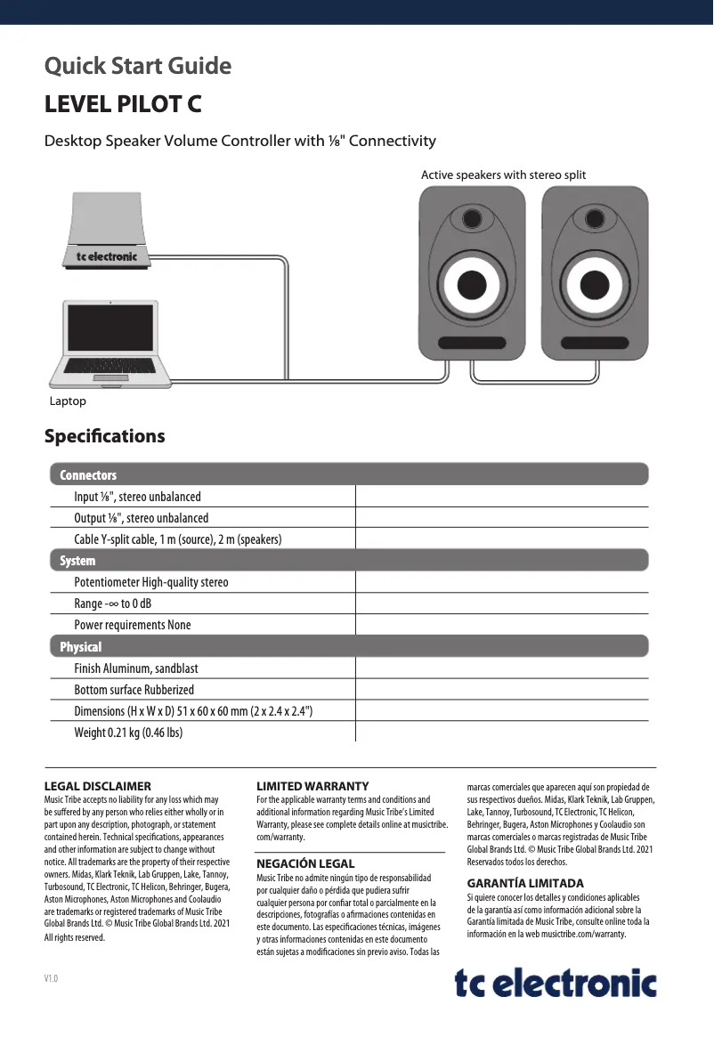 Page 1 de la notice Manuel utilisateur TC Electronic Level Pilot C