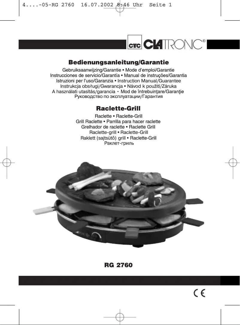 Page 1 de la notice Manuel utilisateur Clatronic RG 2760
