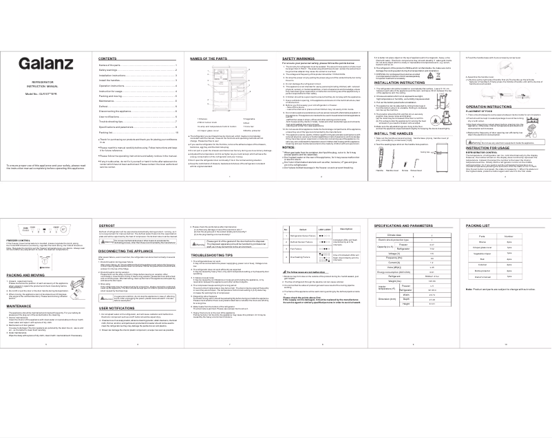 Page 1 de la notice Manuel utilisateur Galanz GLR10TWEEFR