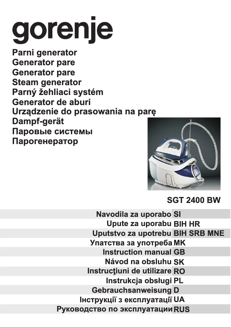 Page 1 de la notice Manuel utilisateur Gorenje SGT2400BW