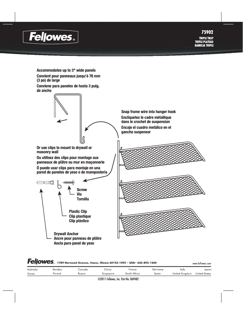Page 1 de la notice Manuel utilisateur Fellowes Additions 75902
